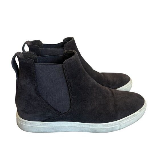 Vince Newlyn Suede Leather Pull-on Booties High Top Sneakers Grey Size 7 Women's - Picture 1 of 11